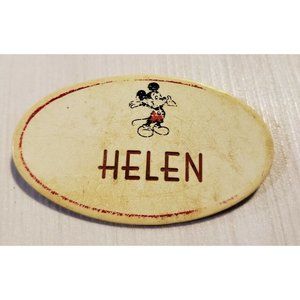 Vintage Walt Disney World TADA Mickey Mouse Cast Member Name Tag Badge Helen